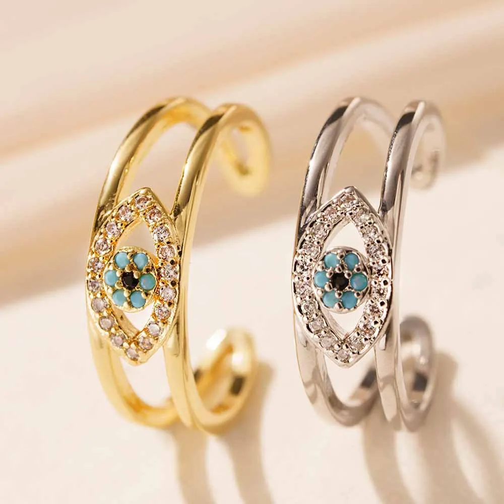 Women Fashion Zircon Evil Eye Ring