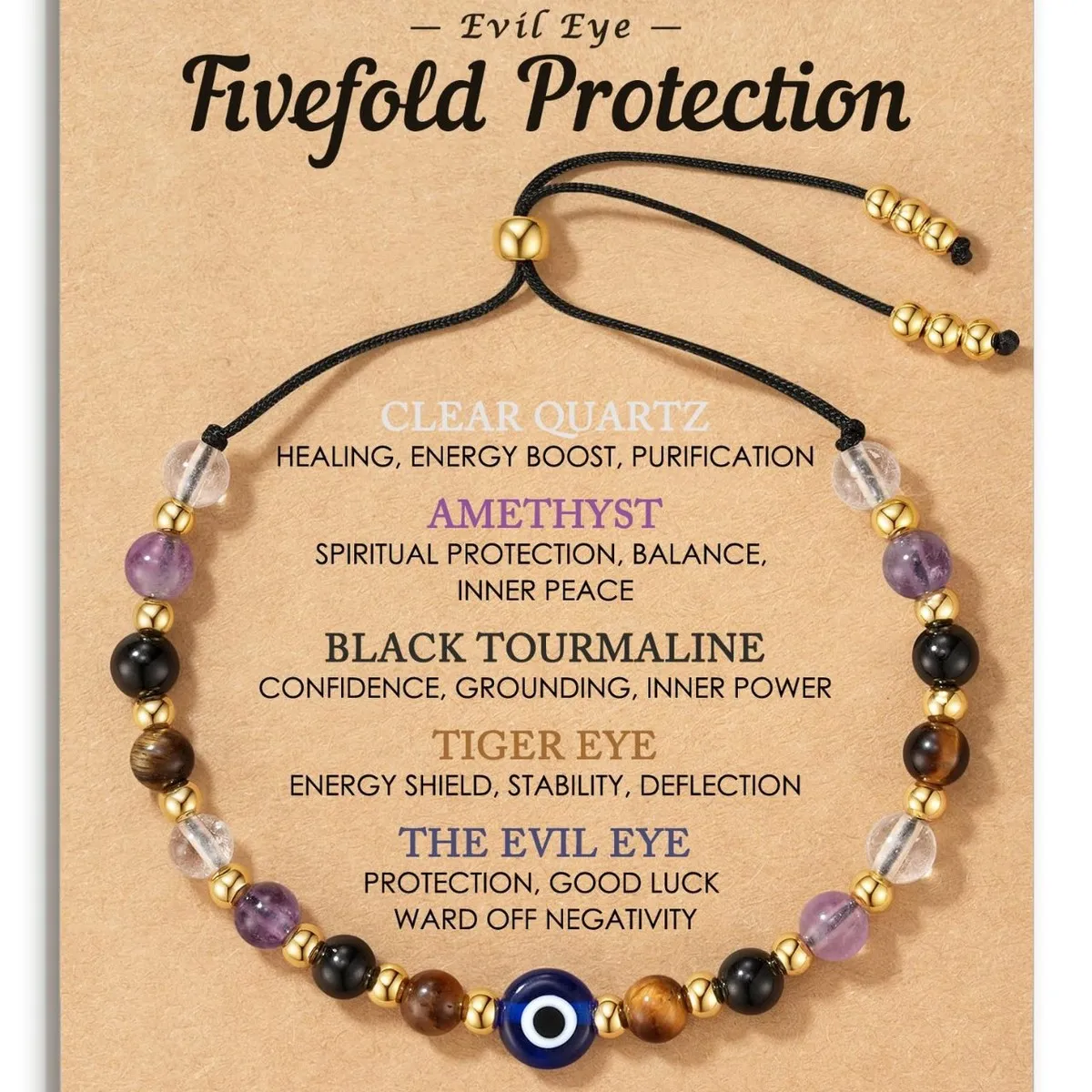 Women'S Fashion Crystal Bead Evil Eye Bracelet