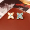 Shell Blue Turquoise Earrings (S925 Silver Needle)