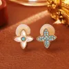 Shell Blue Pine Stone Ear Clip