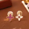 Shell Red Zircon Ear Clip