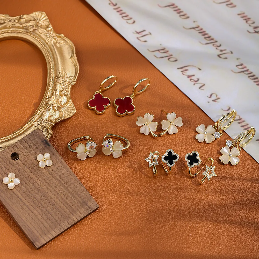 Women Fashion Four-Leaf Clover Series Earrings