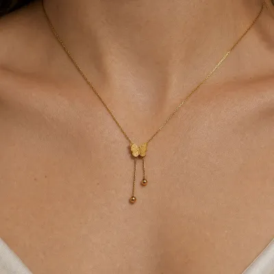Women Fashion Simple Four-Leaf Clover Tassel Titanium Steel Necklace