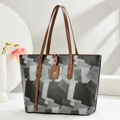 Women Fashion Casual Colorblock Large Capacity Tote Bag