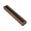 Black Leather Walnut Color Long Groove