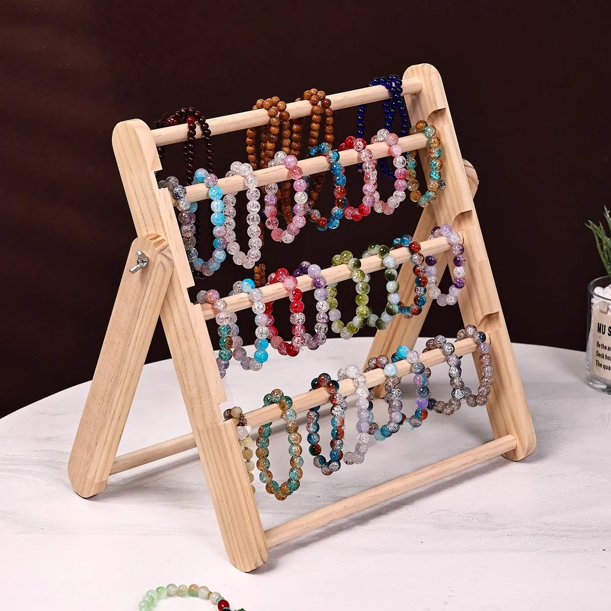 Solid Wood Foldable Handstring Bracelet Display
