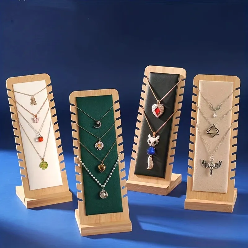 Bamboo And Wood Necklace Bracelet Jewelry Display Rack