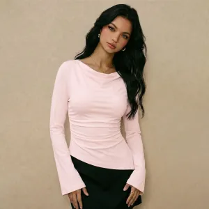 Women Fashion Casual Autumn And Winter Solid Color Long Sleeve T-Shirt