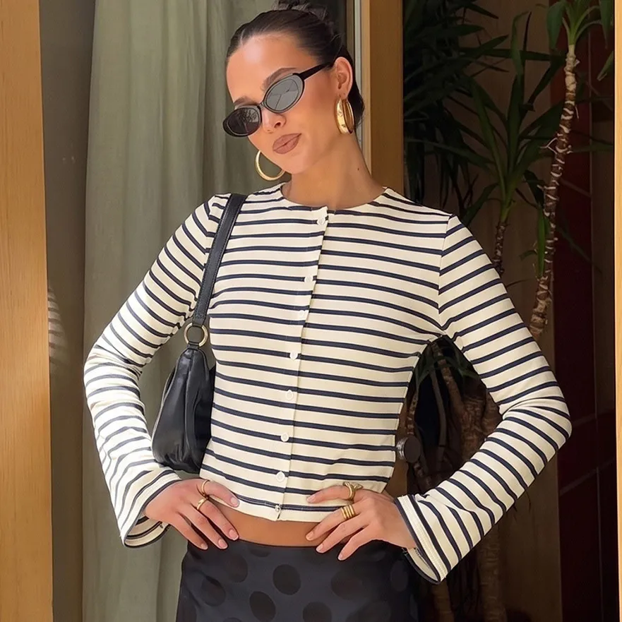 Women Fashion Stripe Long Sleeve T-Shirt