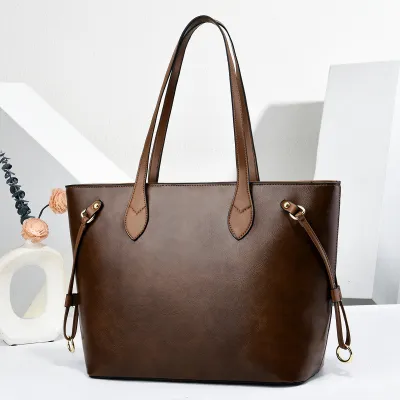 Women Fashion Casual Simple Solid Color Large Capacity Tote Bag