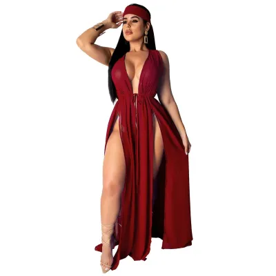 Women Fashion Sexy Solid Color Chiffon Sleeveless Cardigan Beach Swimsuit Cover-Ups
