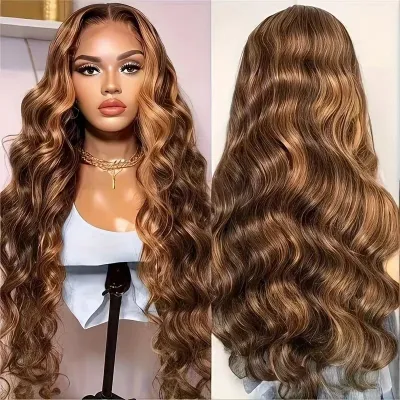 Women Fashion Front Lace Chemical Fiber Mid-Length Curly Wigs