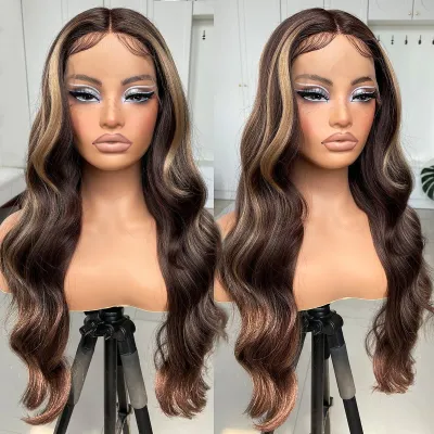 Women Fashion Full Head Cover Front Lace Chemical Fiber Long Curly Wig