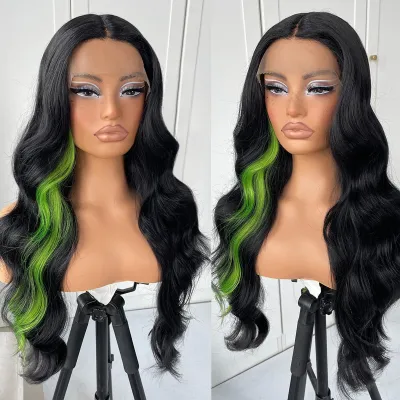 Women Fashion Full Head Cover Front Lace Chemical Fiber Long Curly Wig