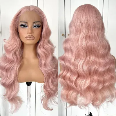 Women Fashion Full Head Cover Front Lace Chemical Fiber Long Curly Wig