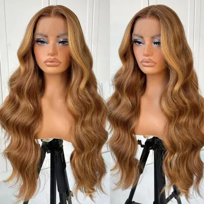 Women Fashion Full Head Cover Front Lace Chemical Fiber Long Curly Wig