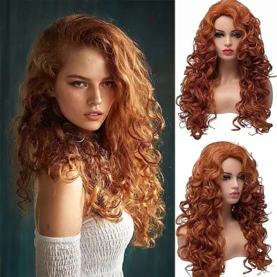 Women Fashion Roll Long Curly Hair Wig