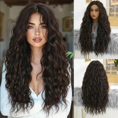 Women Fashion Corn Perm Long Roll Wig