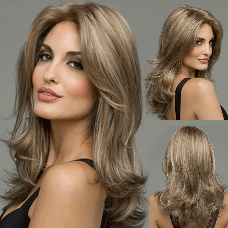 Women Fashion High Temperature Silk Micro-Curly Long Curls Mid Wig