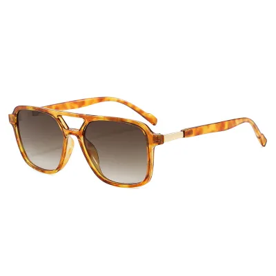 Women Fashion Retro Double Beam Aviator Large Frame Sunglasses