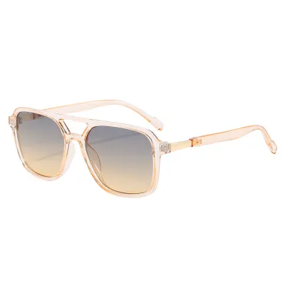 Women Fashion Retro Double Beam Aviator Large Frame Sunglasses