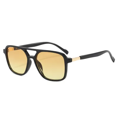 Women Fashion Retro Double Beam Aviator Large Frame Sunglasses
