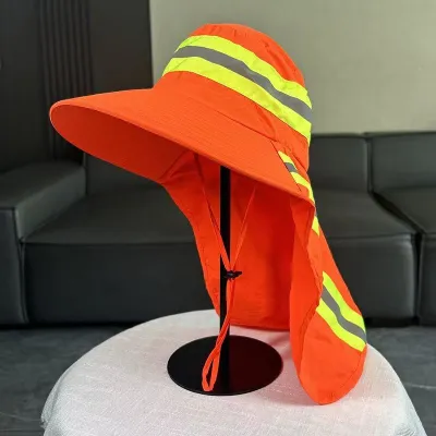 Fashion Spring And Summer Stripe Wide Brim Sunscreen Hat