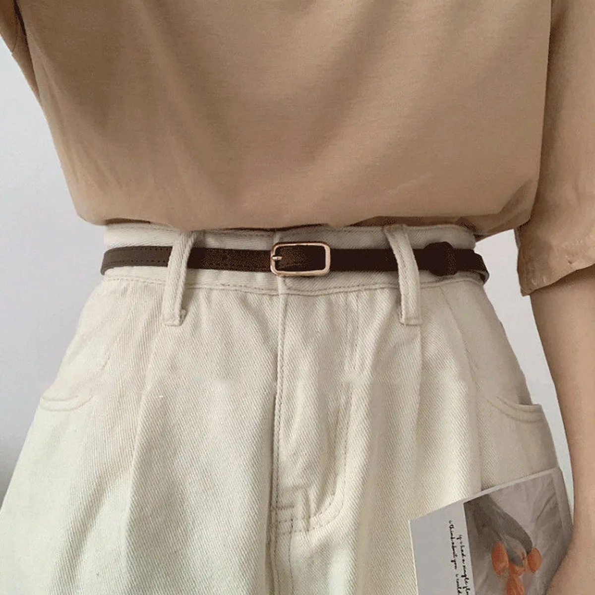 Women Fashion Retro Simple Thin Belt