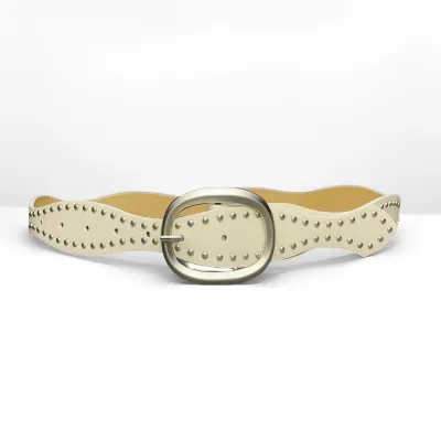 Women Fashion Retro Rivet Wave Belt
