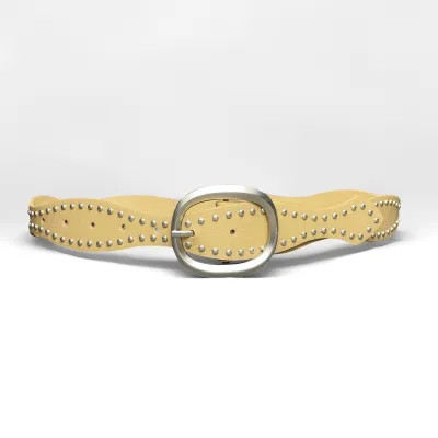 Women Fashion Retro Rivet Wave Belt