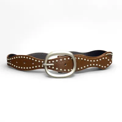 Women Fashion Retro Rivet Wave Belt