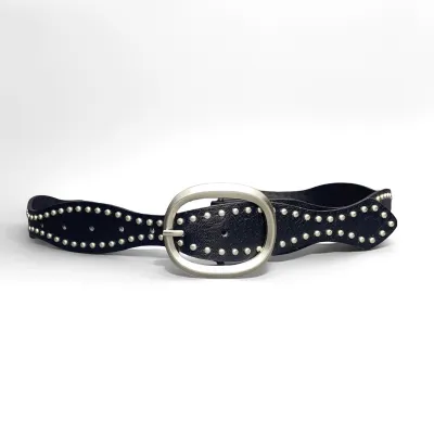 Women Fashion Retro Rivet Wave Belt