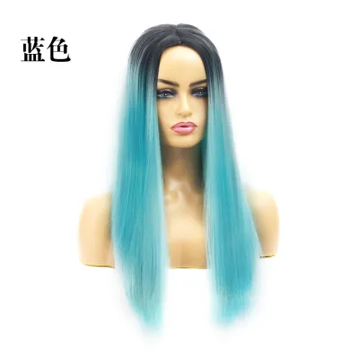 Women Fashion Solid Color Long Straight Hair Wig