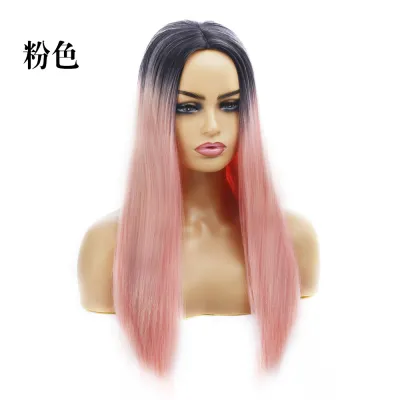 Women Fashion Solid Color Long Straight Hair Wig