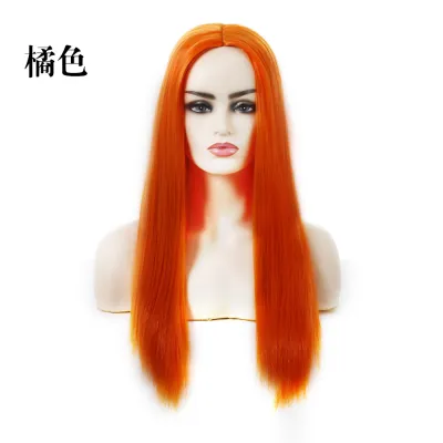 Women Fashion Solid Color Long Straight Hair Wig