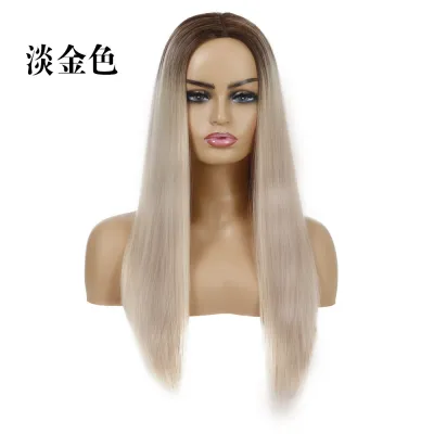 Women Fashion Solid Color Long Straight Hair Wig