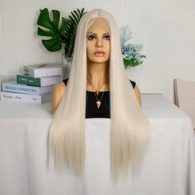 Women Fashion Front Lace Chemical Fiber Headgear 13*4 Long Straight Wig
