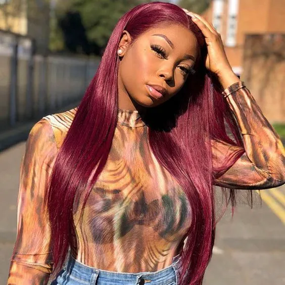 Women Fashion Front Lace Chemical Fiber Headgear 13*4 Long Straight Wig