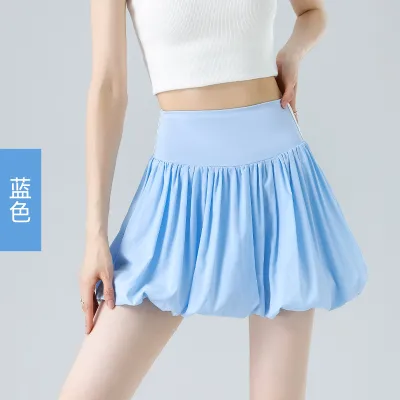 Women Fashion Summer Solid Color Short Flower Bub Skirt
