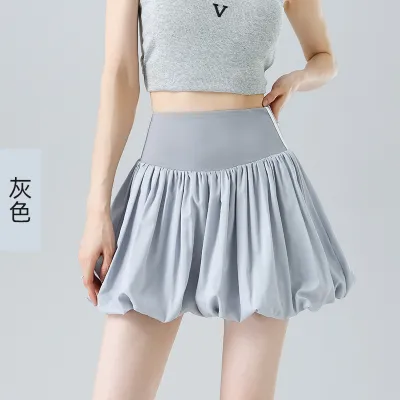 Women Fashion Summer Solid Color Short Flower Bub Skirt