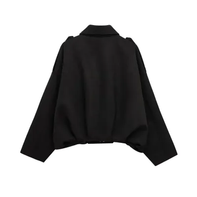 Women Fashion Casual Spring Autumn Solid Color Suede Lapel Long-Sleeve Jacket
