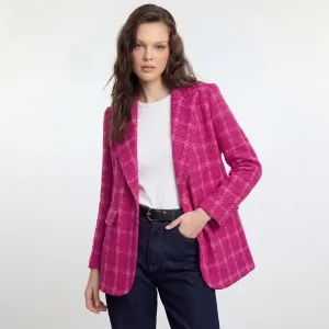 Women Fashion Casual Autumn And Winter Plaid Lapel Long-Sleeve Cardigan Blazer