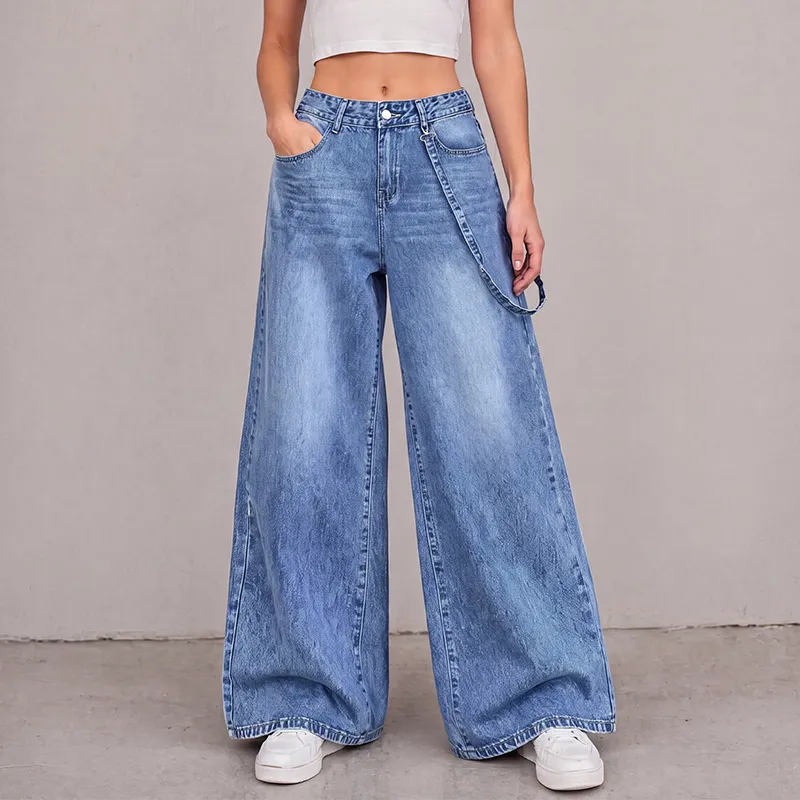 Women Fashion Casual Wide Leg Loose Jeans