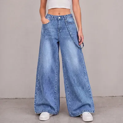 Women Fashion Casual Wide Leg Loose Jeans