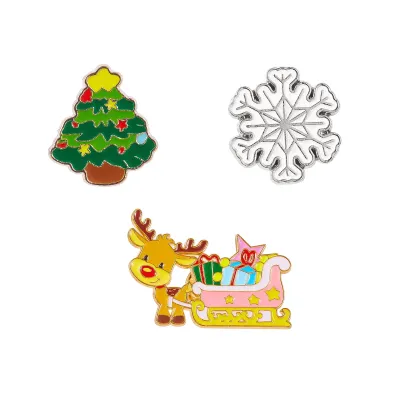 Christmas Ornaments Snowflake Elk Christmas Tree Brooch 3pcs/Set