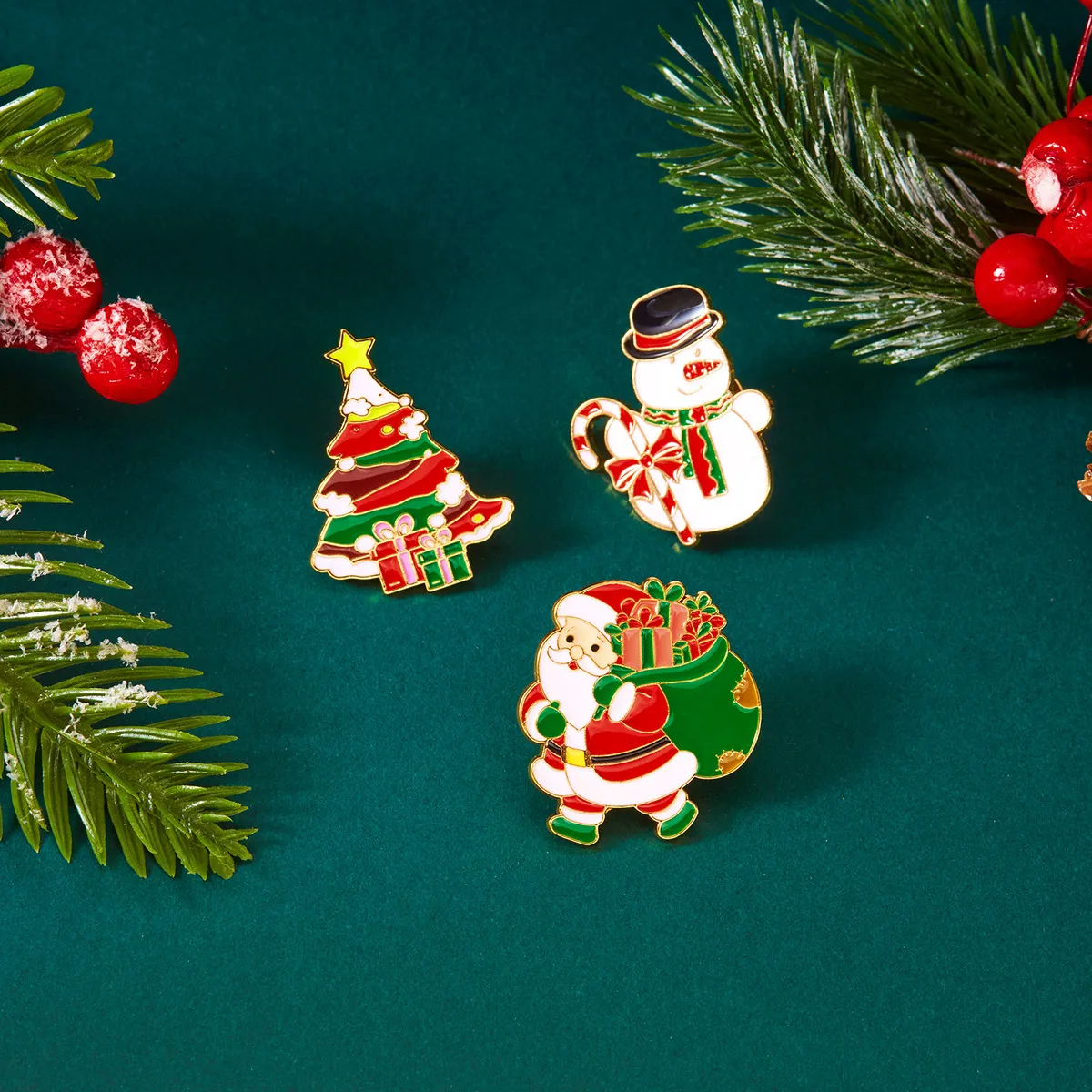 Christmas Ornaments Snowflake Elk Christmas Tree Brooch 3pcs/Set
