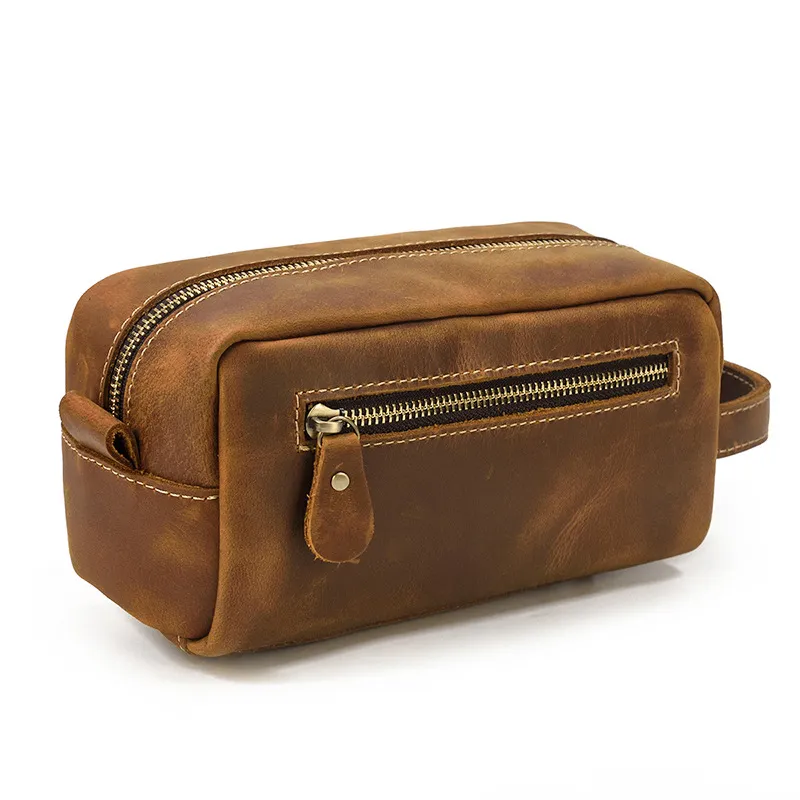 Men'S Fashion Retro Genuine Leather Clutch Multifunctional Storage Handbag
