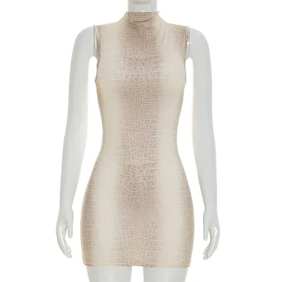 Women Fashion Sexy Leopard Print Sleeveless Tight Dress