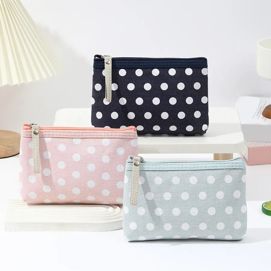Simple Dot Print Canvas Portable Wallet