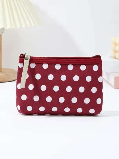 Simple Dot Print Canvas Portable Wallet